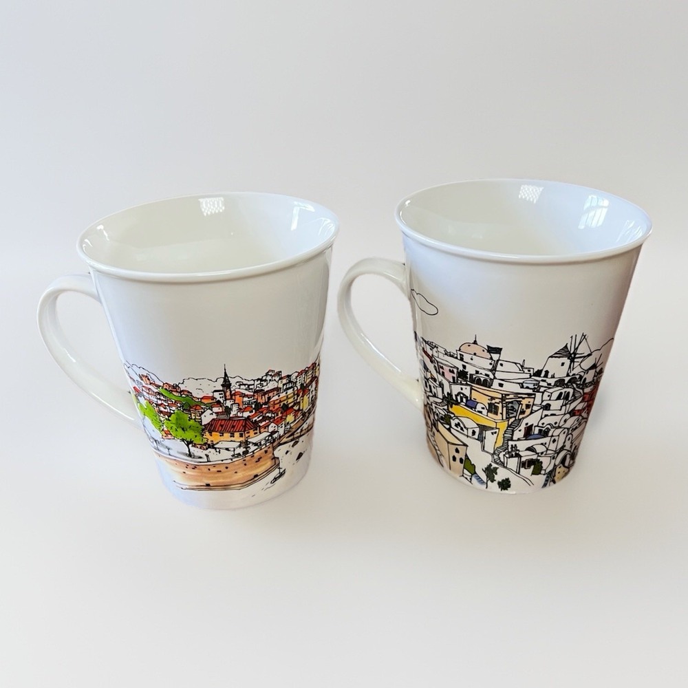 Europe Sketch Design By Rabbitstory Korea Coffee Mug Set of 2